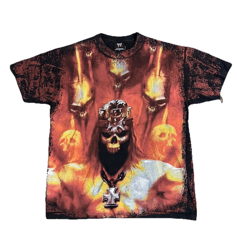 Vtg Triple H Wrestling Skull King Shirt AOP Sz L Allstyle WWE